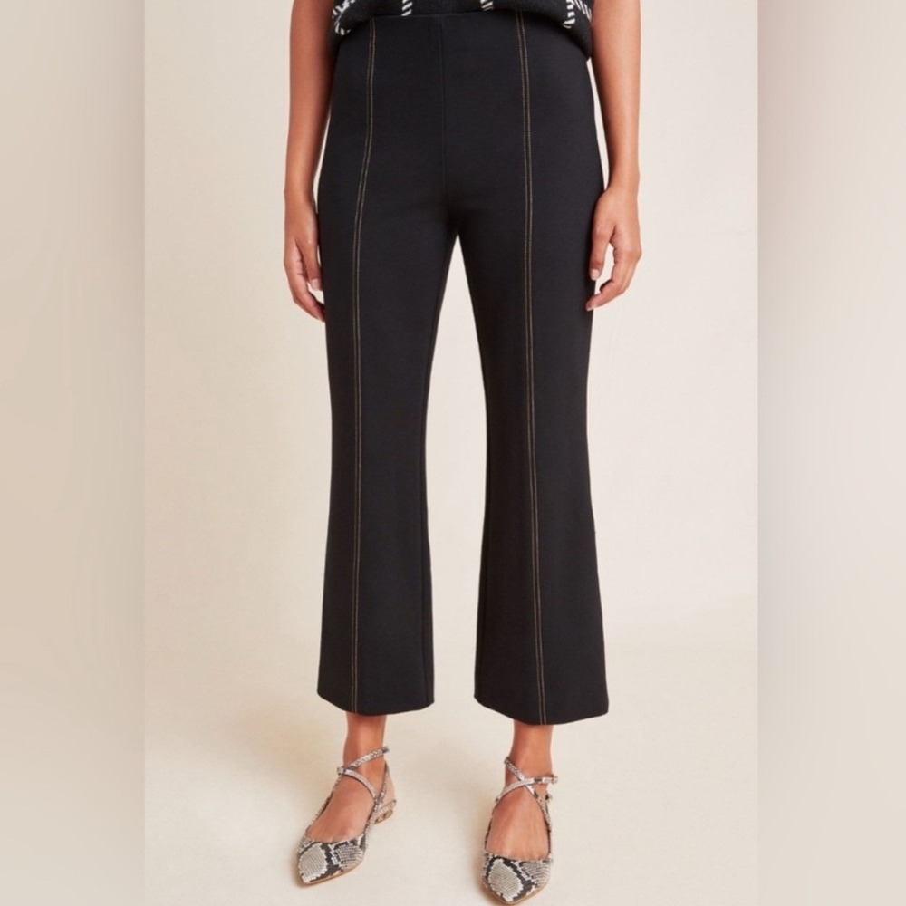 Anthropologie The Essential Crop Flare Black Pants Size Medium